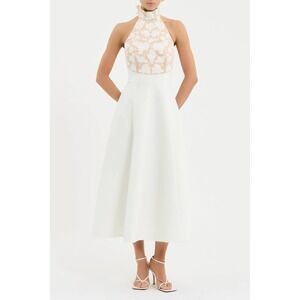 Rebecca Vallance Parish Midi Ivory Lace Halter Neck A Line Dress AU 8 (US 4) NWT